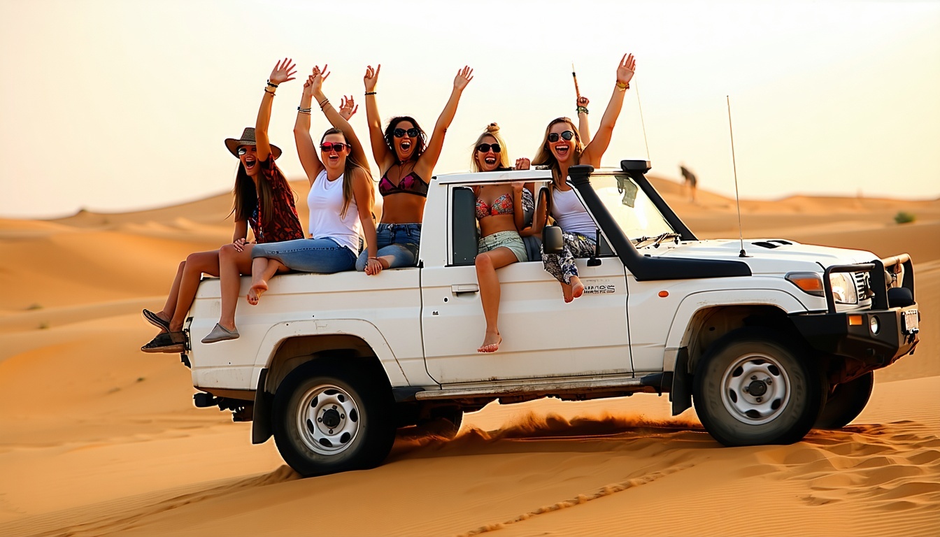 Tourists enjoying a desert safari adventure